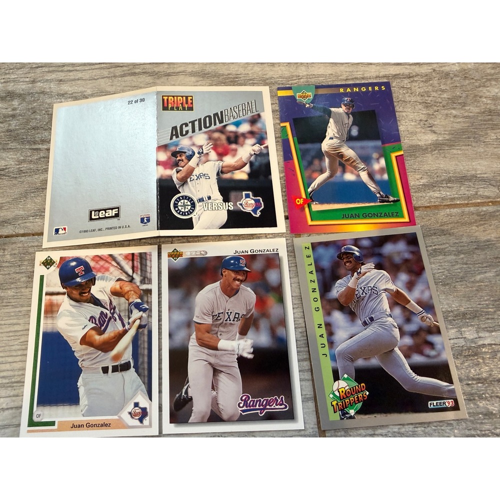 Upper Deck Leaf Juan Gonzalez Baseball Card Lot Texas Rangers 4 pc MLB Fleer